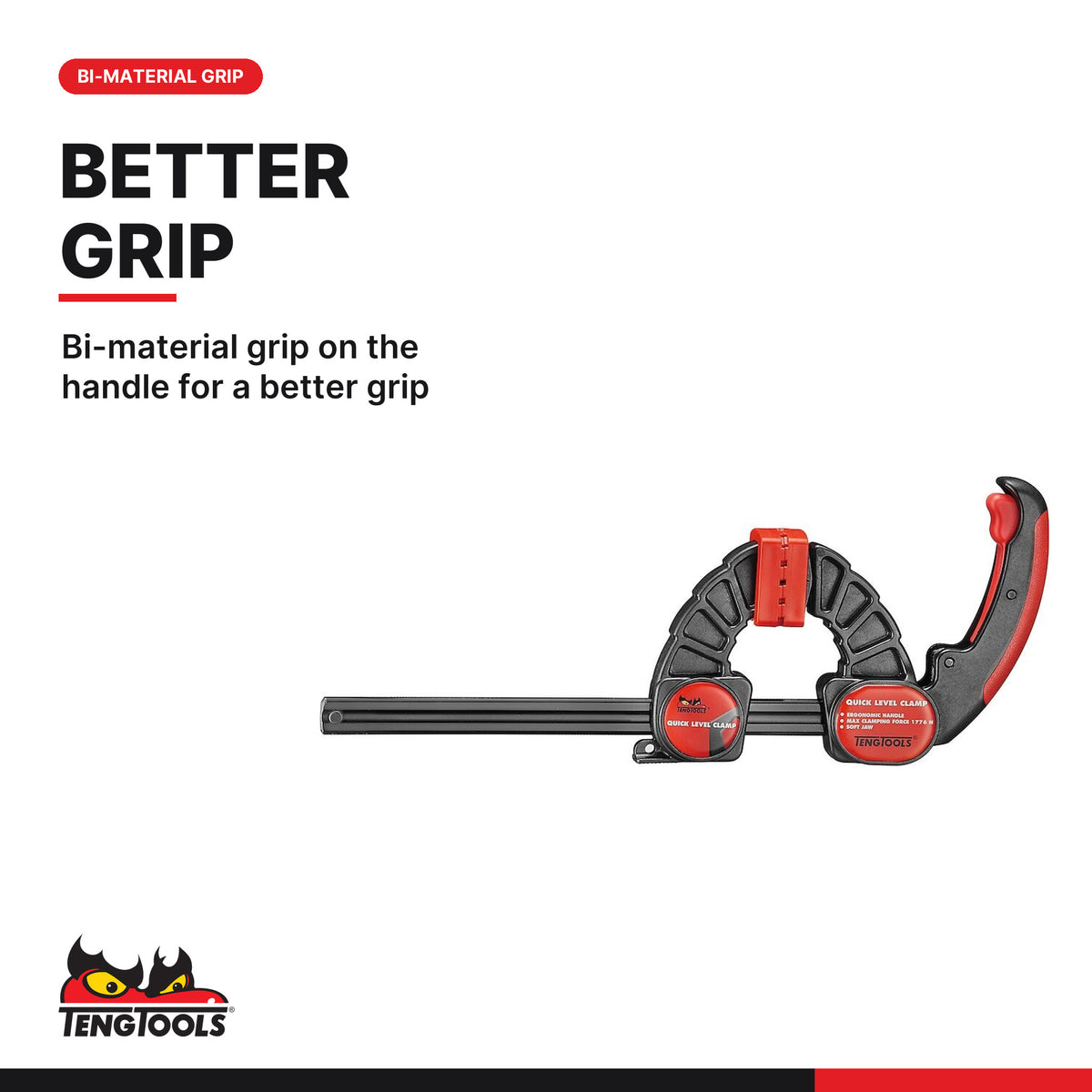 Teng Tools quick clamp bottom lever, 150 to 450 mm, bi-material grip on the handle