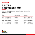 Teng Tools roll heel pry bar, 300 to 500 mm, three sizes 300, 400 and 500 mm (12, 16 and 20 in), part numbers PB12, PB16 and