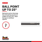 Teng Tools SAE chrome molybdenum ball point hex key, 5/64 to 3/8 in, ball point end gives access at angles of up to 25