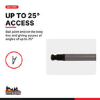 Teng Tools SAE T-handle ball point hex key, 3/32 to 5/16 in, ball point end gives access at angles of up to 25 degrees