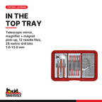 Teng Tools SC02 MECCA PRO TC-9 232 piece tool kit in a service case, top tray: inspection tools, needle files, drill bits