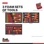 Teng Tools SCE3 56 piece 1000 V insulated service case tool kit, every tray in the kit at true size