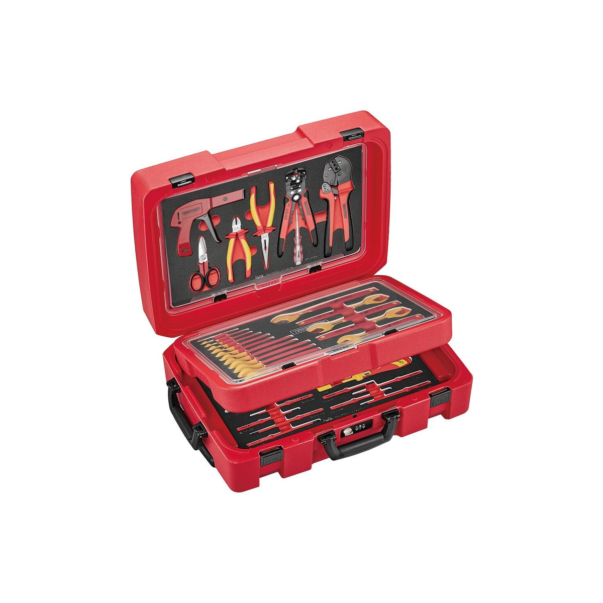 Teng Tools SCE5 52 piece insulated electrician kit in TC-9 service case, on a white background