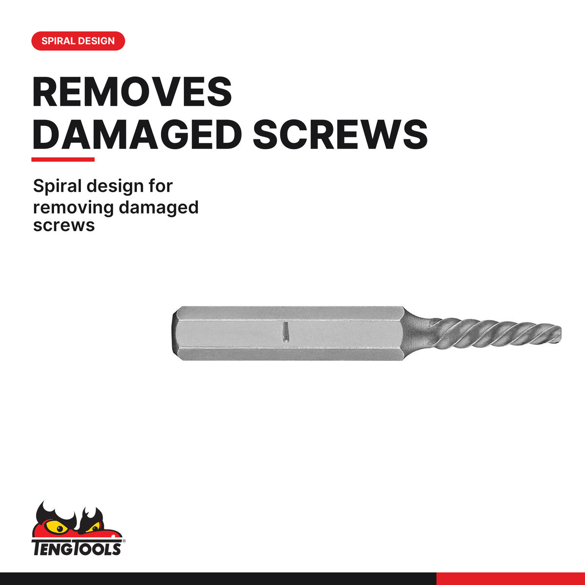 Teng Tools SE143 1/4" Hex Screw Extractor No. 3, spiral design for removing damaged screws