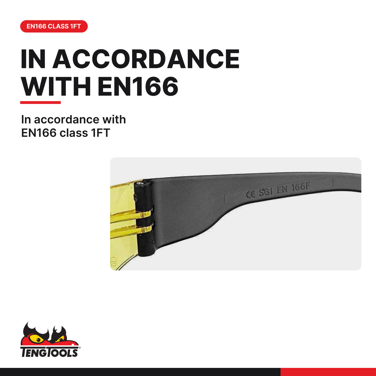 Teng Tools SG960Y Anti Fog, Scratch Resistant Safety Glasses, in accordance with EN166 class 1FT