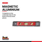 Teng Tools SLT01 Spirit Level Torpedo Aluminium, 3 magnets on the underside help fix the level to ferrous work pieces