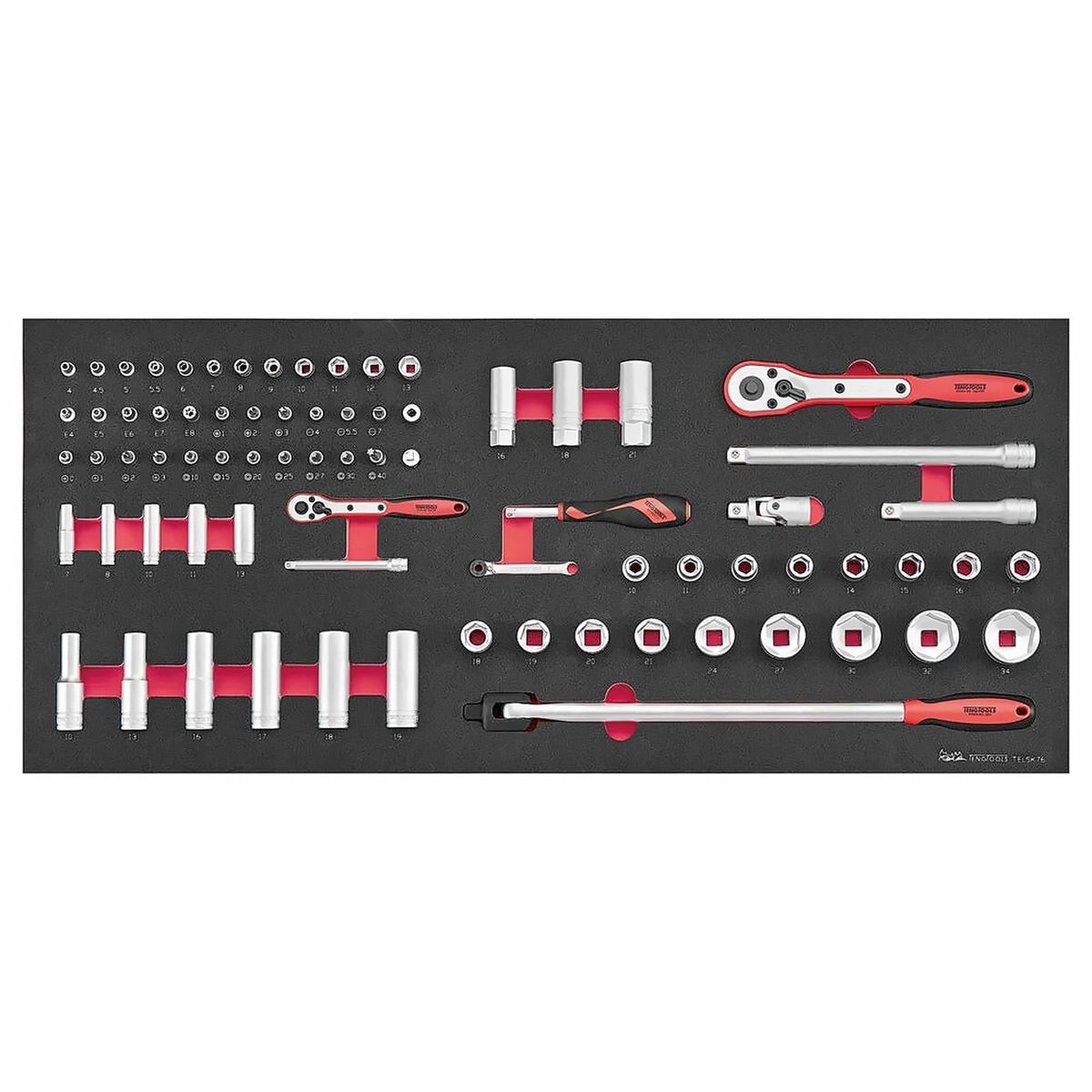 Teng Tools Socket Set 1/4" & 1/2" FOAM6X6 76 Pieces