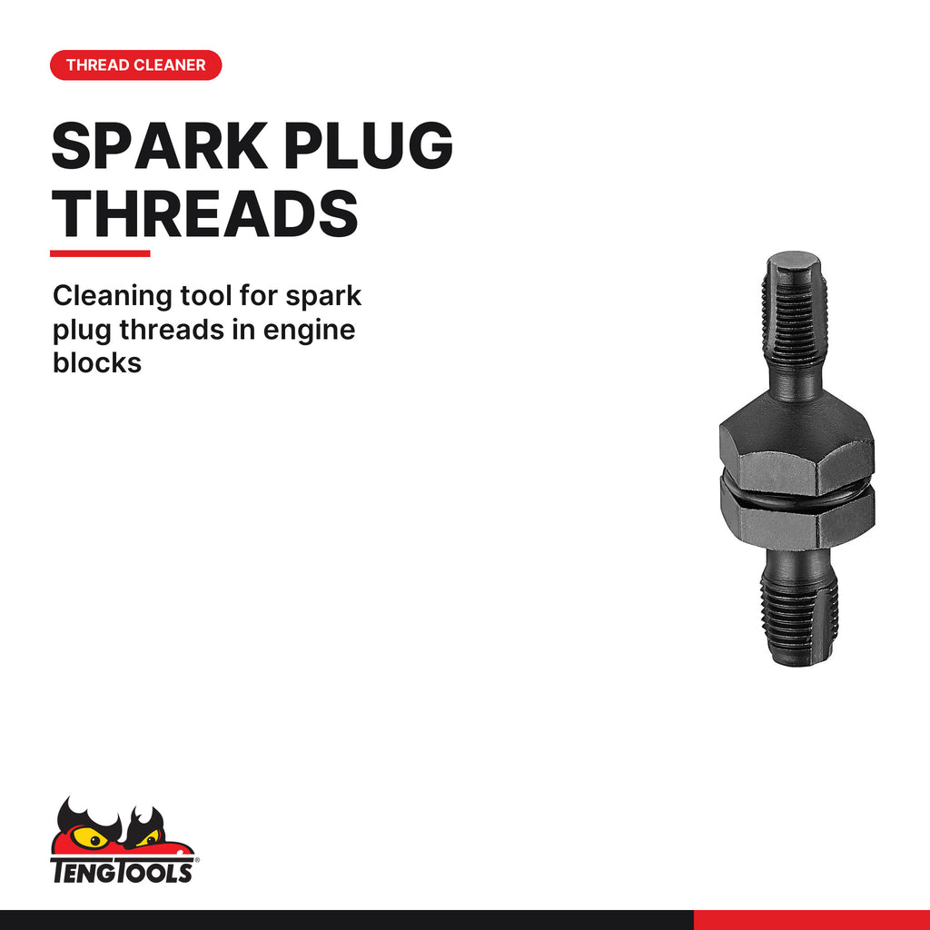 Teng Tools spark plug thread cleaner, 10 x 12 and 14 x 18 mm, cleaning tool for spark plug threads in engine blocks