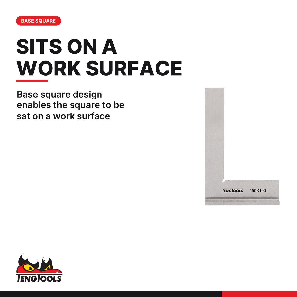 Teng Tools SQAB200130 Square Base 200 x 130mm, base square design enables the square to be sat on a work surface