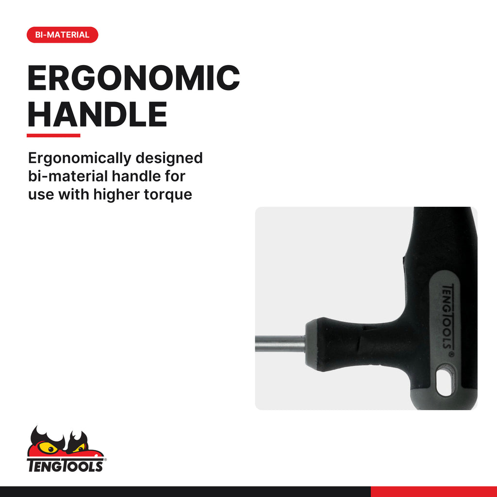 Teng Tools T handle TX key, TX9 to TX55, ergonomically designed bi-material handle for use with higher torque