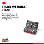 Teng Tools T1244 MECCA PRO 1/2" Socket & Tool Set mm/AF 44 Pieces, hard wearing case with tools clearly laid out to easily