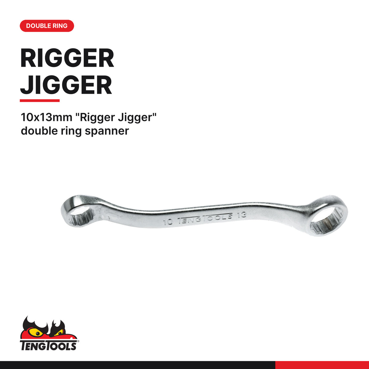 Teng Tools T1244 MECCA PRO 1/2" Socket & Tool Set mm/AF 44 Pieces, 10x13mm "Rigger Jigger" double ring spanner