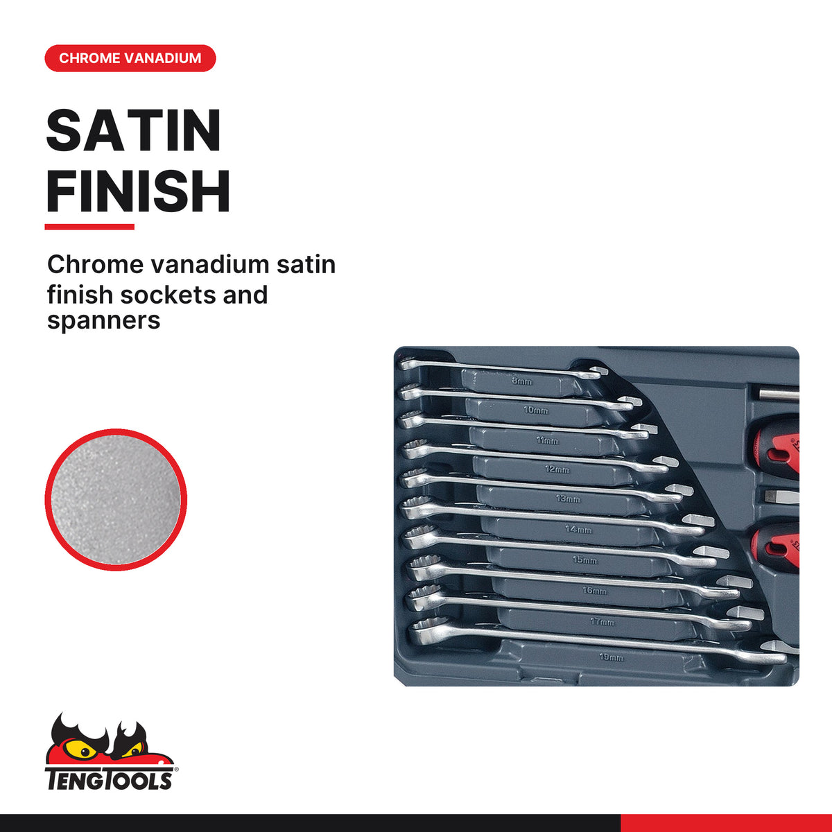 Teng Tools T1268 MECCA PRO 1/2" Socket & Tool Set 68 Pieces, chrome vanadium satin finish sockets and spanners