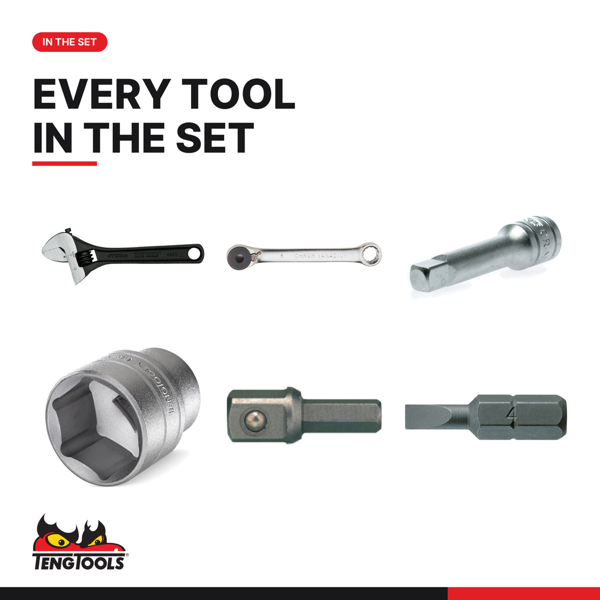 Teng Tools T1423 1/4" Socket Set 6 pt 23 Pieces, every tool in the set