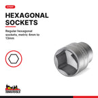 Teng Tools T1424 1/4" Socket Set 6 pt 24 Pieces, regular hexagonal sockets, metric 4mm to 13mm