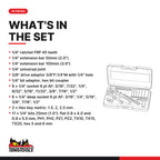 Teng Tools T1435AF 1/4" Socket Set 6 pt AF 35 Pieces, what's in the tray