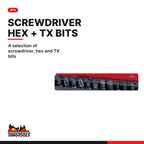 Teng Tools T1436 1/4" Socket Set 6 pt 36 Pieces, A selection of screwdriver, hex and TX bits