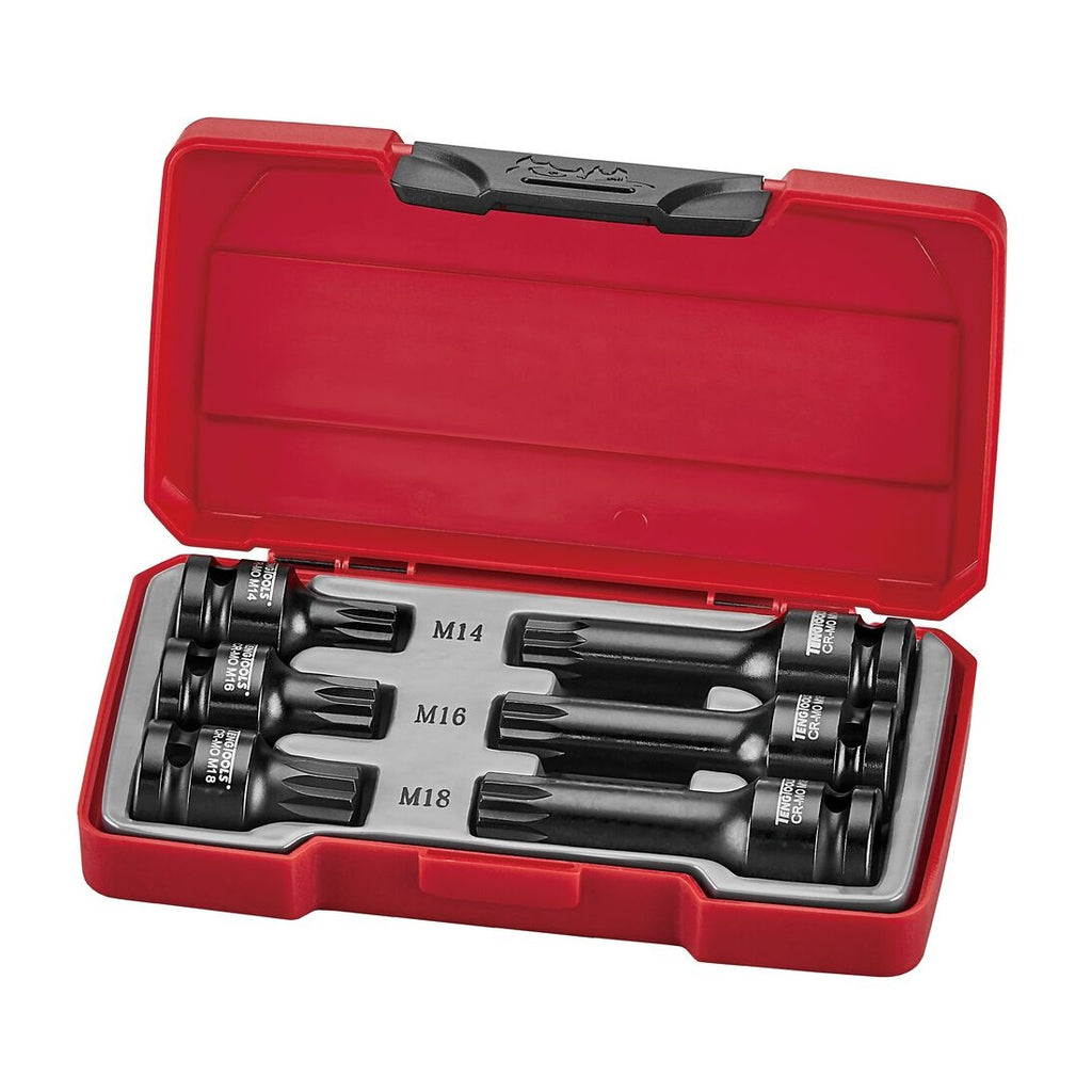 Teng Tools T9206 1/2" XZN/Triple Square Impact Socket Set DIN 6 Pieces on a white background