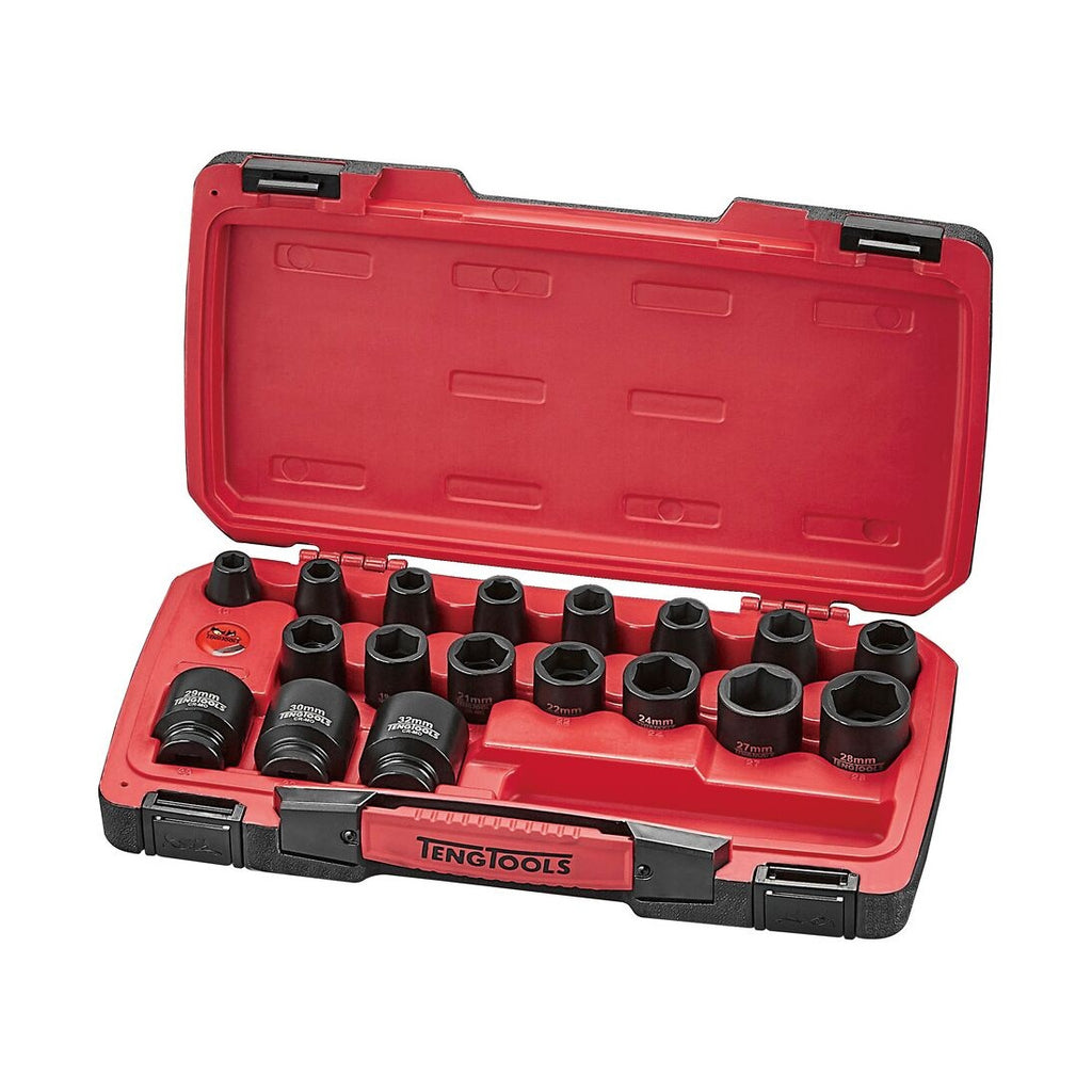 Teng Tools T9222 MECCA PRO 1/2" Impact Socket Set DIN 22 Pieces on a white background