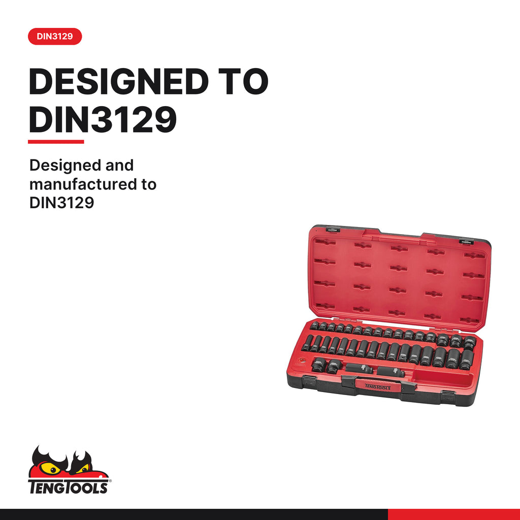 Teng Tools T9240 MECCA PRO 1/2" Impact Socket Set DIN 40 Pieces, designed and manufactured to DIN3129