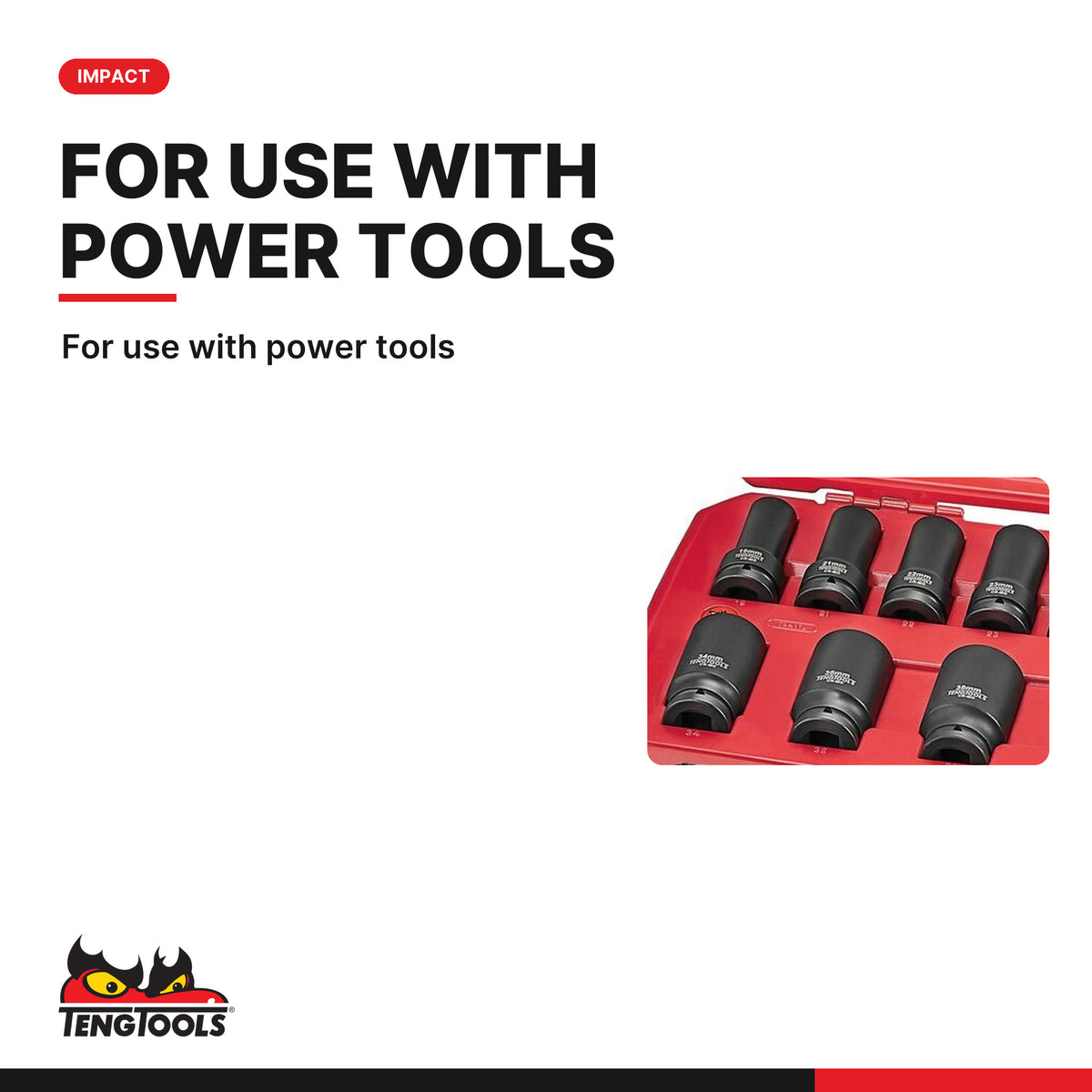 Teng Tools T9417L MECCA PRO 3/4" Deep Impact Socket Set DIN 17 Pieces, for use with power tools