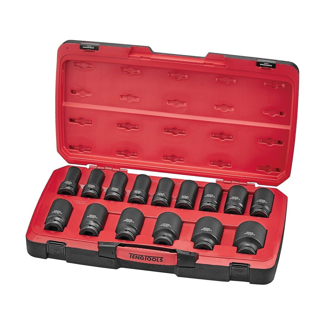 Teng Tools T9417L MECCA PRO 3/4" Deep Impact Socket Set DIN 17 Pieces on a white background