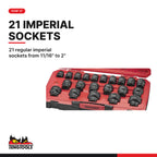 Teng Tools T9423AF MECCA PRO 3/4" Impact Socket Set DIN AF 23 Pieces, 21 regular imperial sockets from 11/16" to 2"