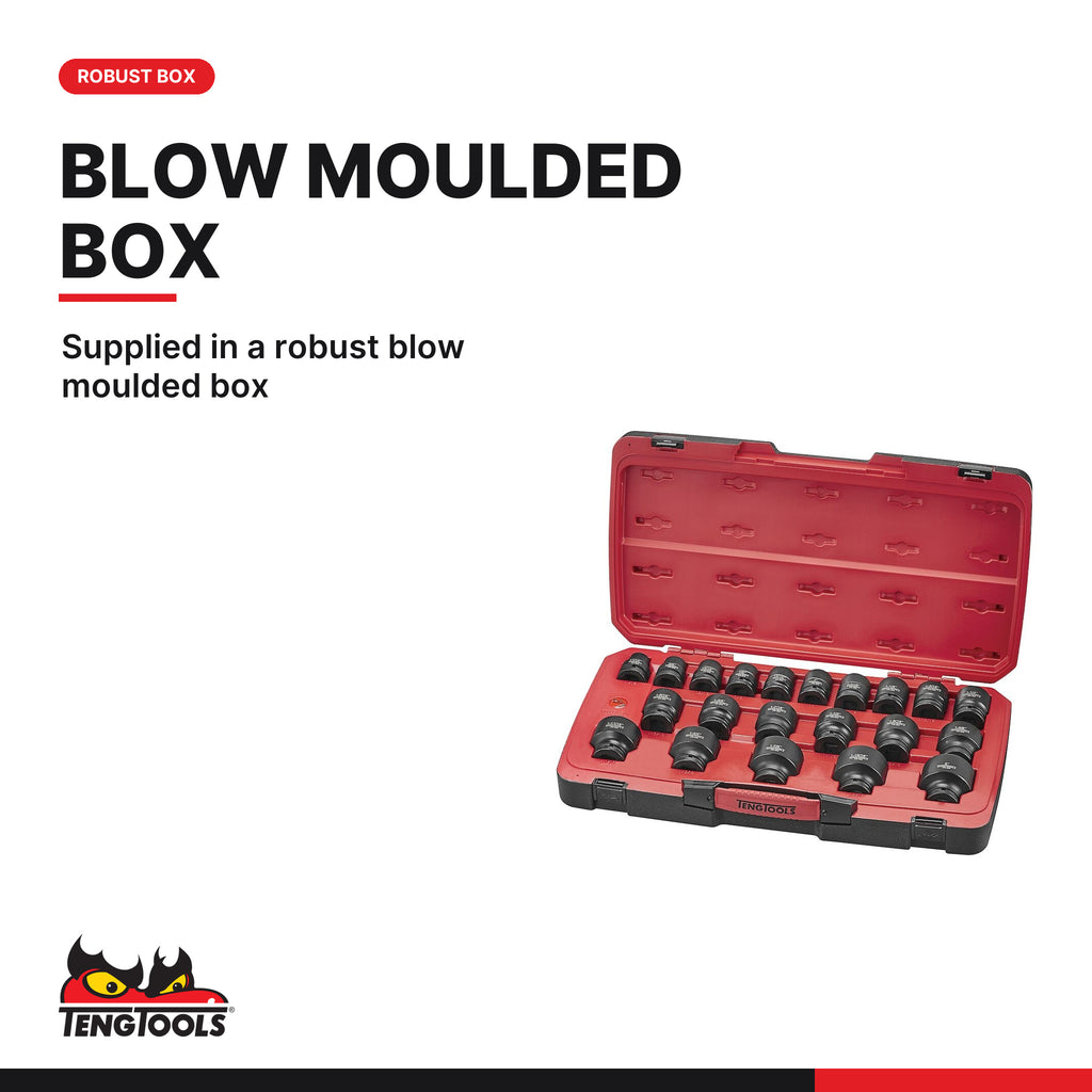 Teng Tools T9423AF MECCA PRO 3/4" Impact Socket Set DIN AF 23 Pieces, supplied in a robust blow moulded box