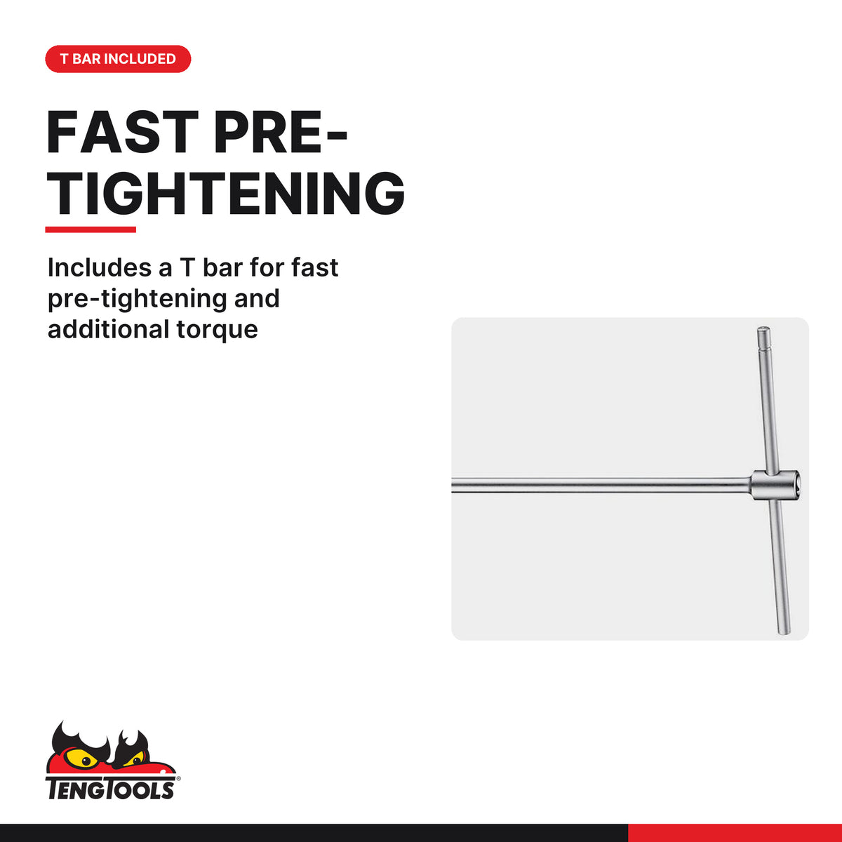 Teng Tools TBUSP14 3/8 Inch Drive T-Bar Spark Plug Socket 14-21 mm, includes a T bar for fast pre-tightening and additional