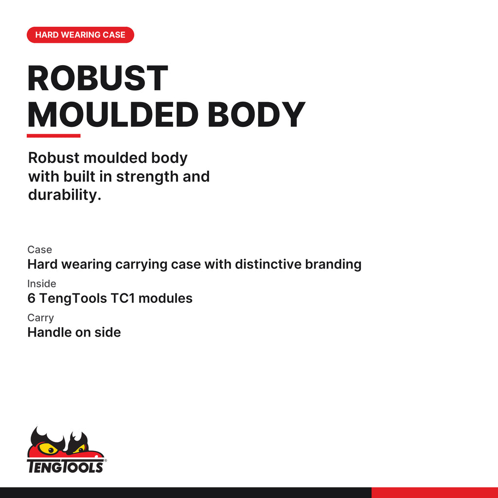 Teng Tools TC-6T01 MECCA PRO TC-6T TT Tool Kit 114 Pieces, robust moulded body with built in strength and durability.