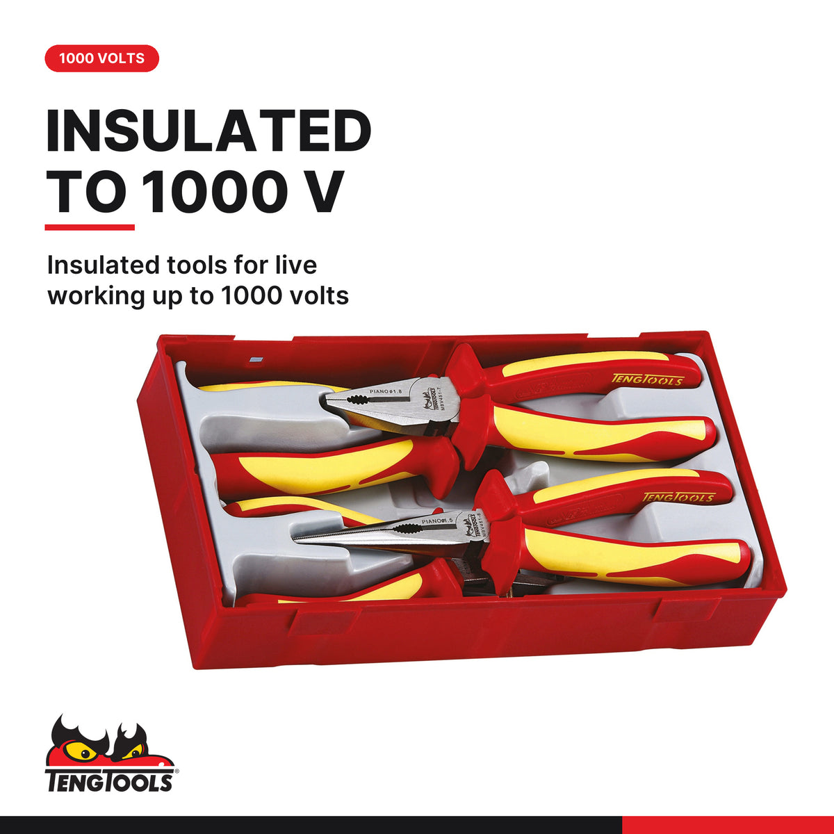 Teng Tools TC-6T02 MECCA PRO TC-6T TT Mechanics Tool Kit 37 Pieces, insulated tools for live working up to 1000 volts
