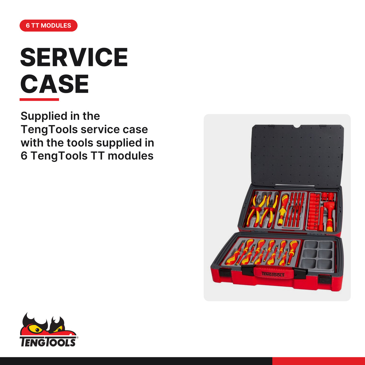 Teng Tools TC-6T02 MECCA PRO TC-6T TT Mechanics Tool Kit 37 Pieces, supplied in the TengTools service case with the tools