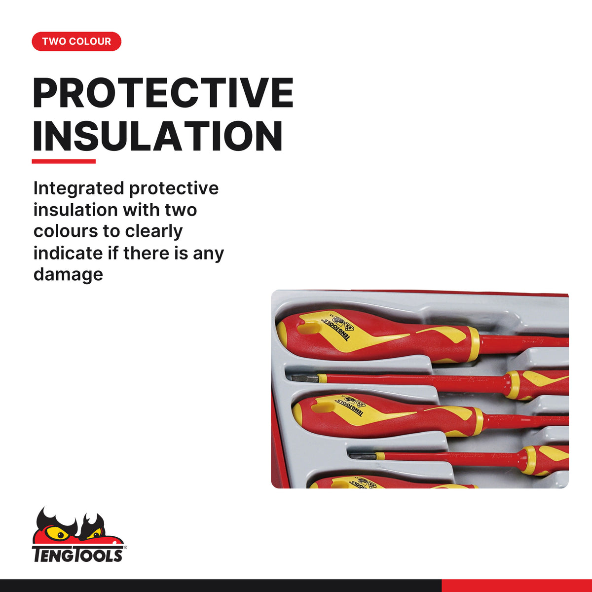 Teng Tools TC-6T02 MECCA PRO TC-6T TT Mechanics Tool Kit 37 Pieces, integrated protective insulation with two colours to
