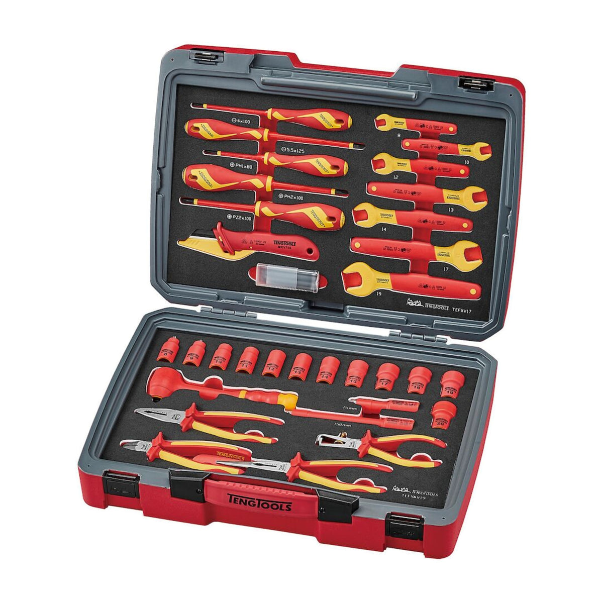 Teng Tools TC-6TE03 MECCA PRO TC-6T FOAM Electrician Tool Kit 37 Pieces on a white background