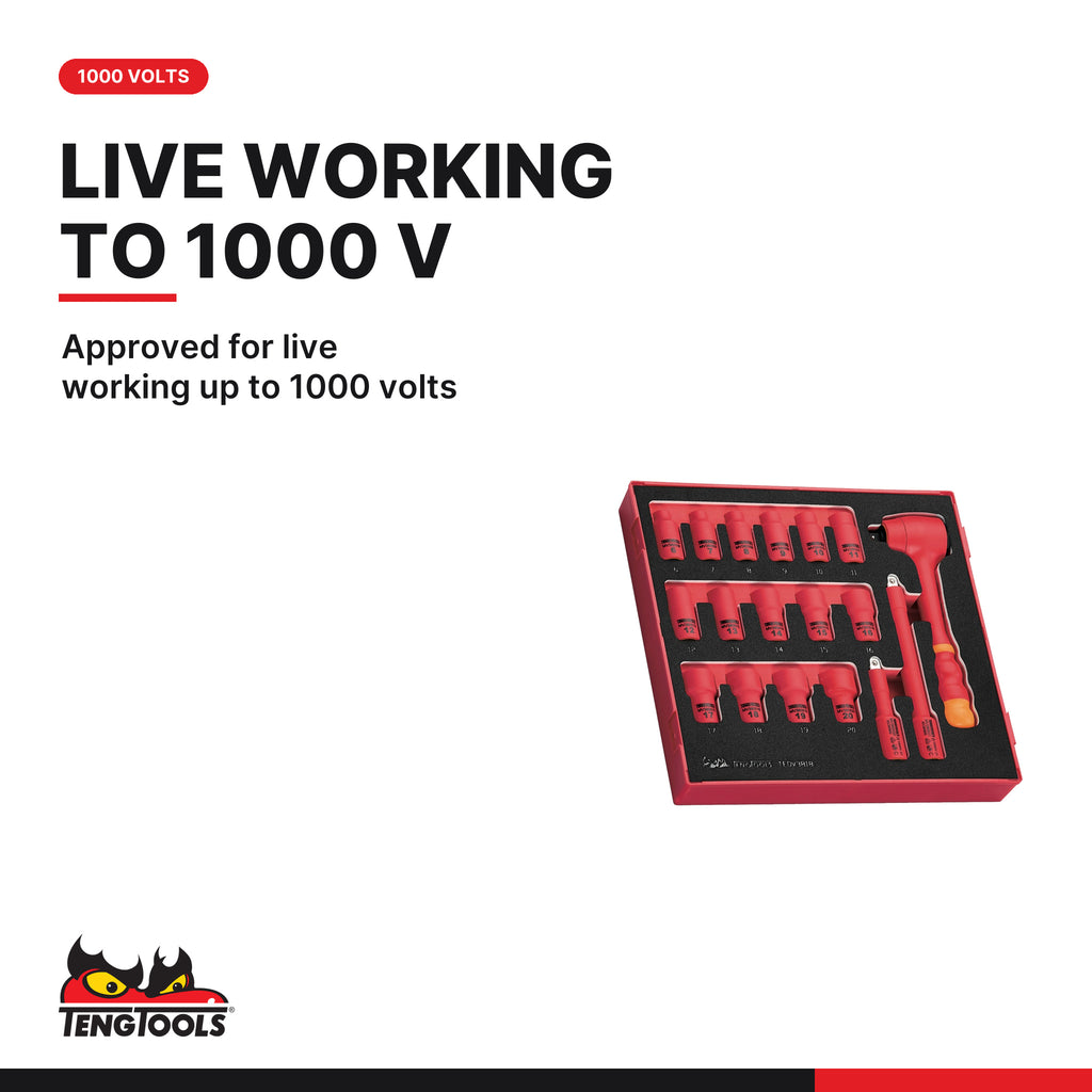 Teng Tools TC-6TE04 MECCA PRO TC-6 FOAM Electrician Tool Kit 36 Pieces, approved for live working up to 1000 volts