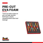 Teng Tools TC-6TE04 MECCA PRO TC-6 FOAM Electrician Tool Kit 36 Pieces, tools are held in place in pre-cut high-density EVA