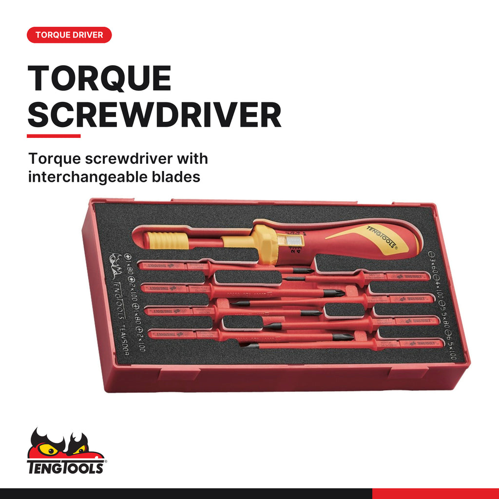 Teng Tools TC-6TE04 MECCA PRO TC-6 FOAM Electrician Tool Kit 36 Pieces, torque screwdriver with interchangeable blades