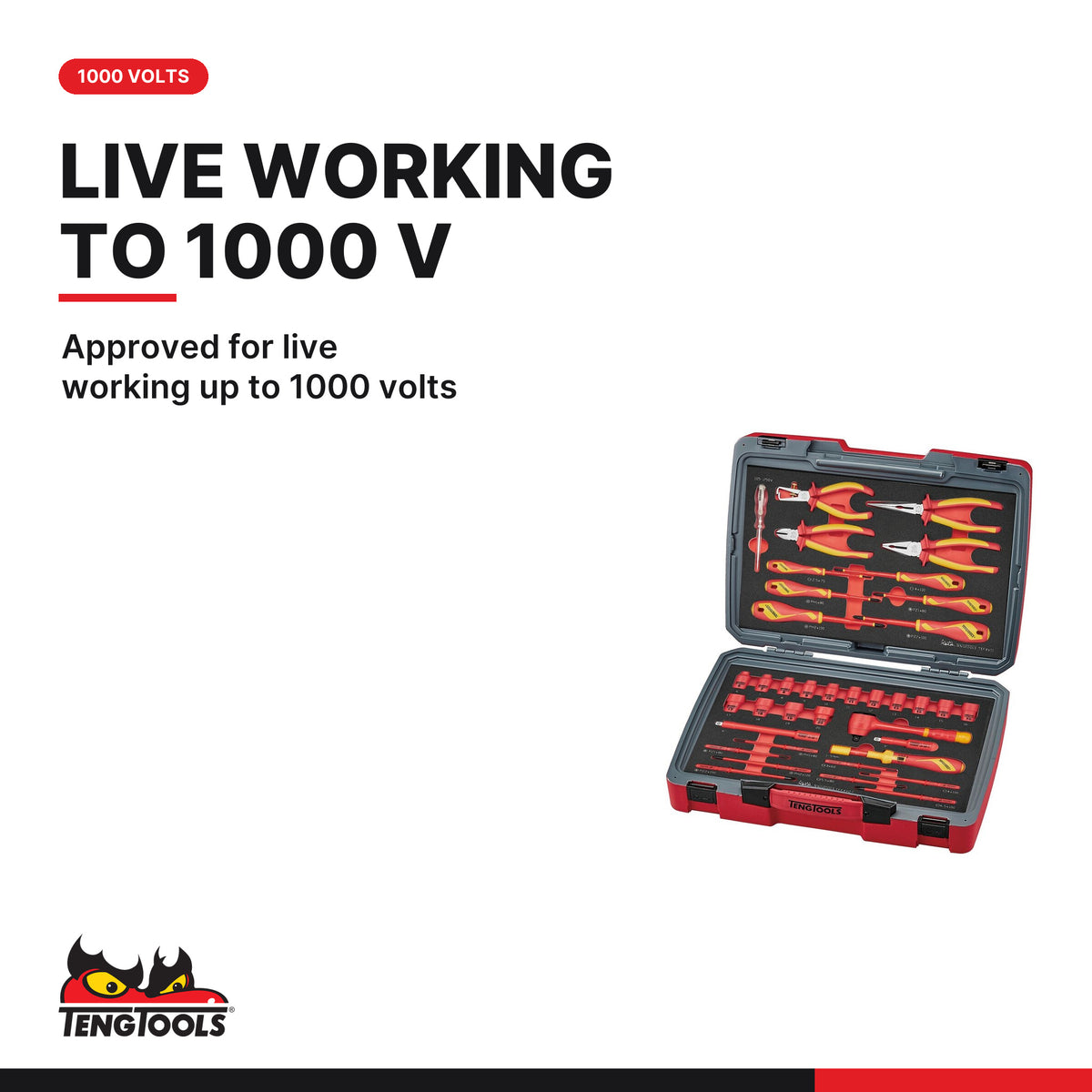 Teng Tools TC-6TE06 MECCA PRO TC-6 FOAM Electrician Tool Kit 39 Pieces, approved for live working up to 1000 volts