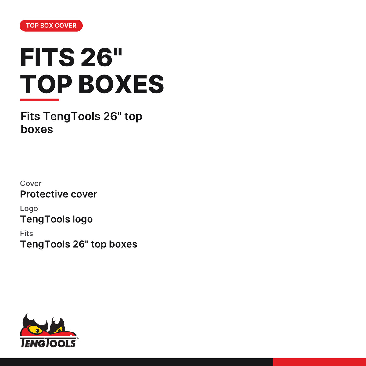 Teng Tools TC-COVER Red Protective Cover for 26 Inch Top Box, fits TengTools 26" top boxes