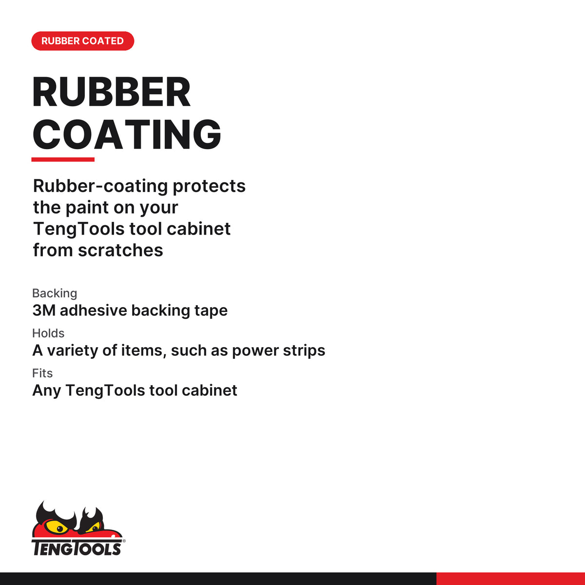 Teng Tools TC-MAG1 Rubber Coated Magnets with Adhesive Tape 2 Pcs, rubber-coating protects the paint on your TengTools tool