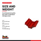 Teng Tools TC540 Red Metal Cantilever Tool Box, A professional quality box with 5 individual storage areas