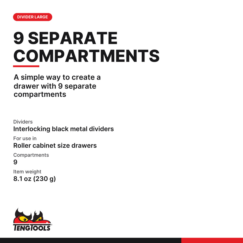 Teng Tools TCDIVL Divider Large, A simple way to create a drawer with 9 separate compartments