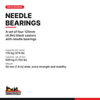 Teng Tools TCNBC Wheel Set 5" x 2" Needle Bearing Castors, A set of four 125mm (4.9in) black castors with needle bearings