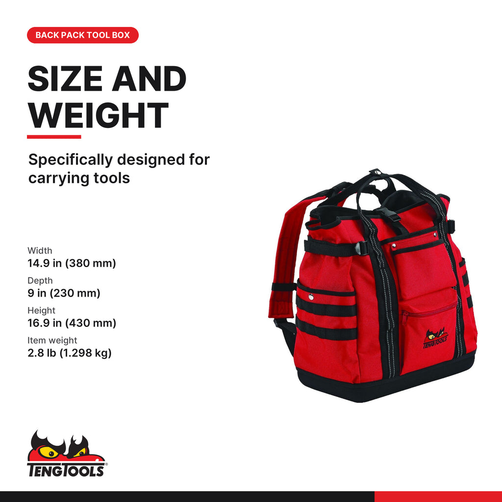 Teng Tools TCSB Tool Backpack for Men, specifically designed for carrying tools