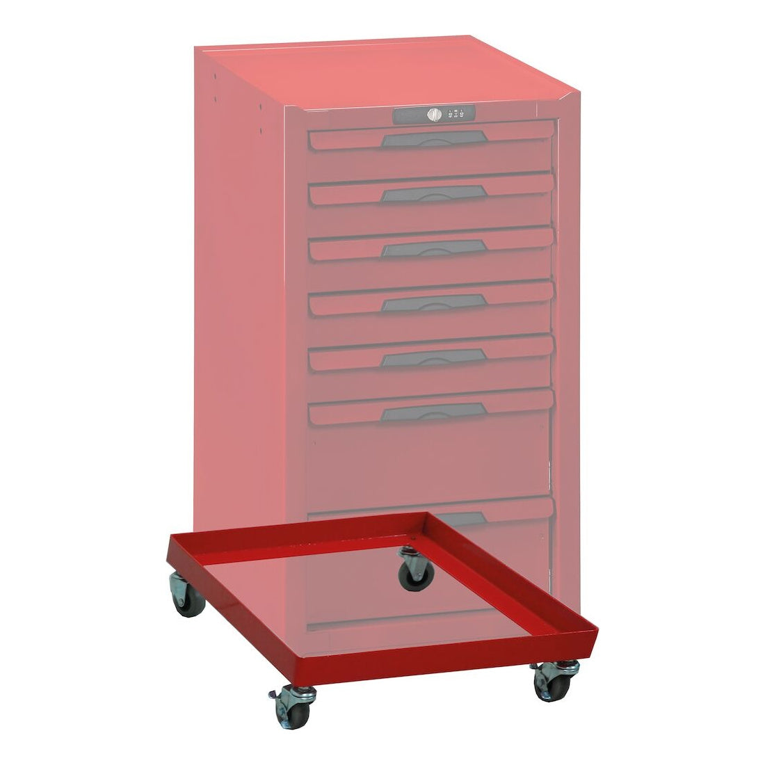 Teng Tools TCSMC Trolley for Side Cabinet, Red Wheeled Frame with Set on a white background