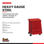 Teng Tools TCW707EV-KIT3 240 piece 26in red roller cabinet tool kit, 7-drawer steel cabinet size and load ratings