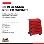 Teng Tools TCW707EV-KIT4 288 piece 26in red roller cabinet tool kit, 7-drawer roller cabinet size and load ratings