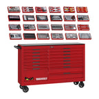 Teng Tools TCW813UNBK-KIT1 756 piece 64in red roller cabinet tool kit, on a white background