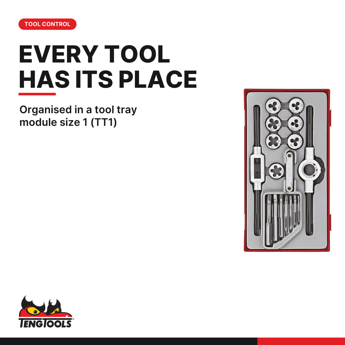 Teng Tools TCW813UNBK-SAE 665 piece 64in red roller cabinet SAE tool kit, organised in the TengTools Tool Control System