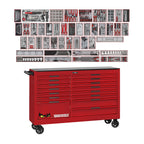 Teng Tools TCW813UNBK-SAE 665 piece 64in red roller cabinet SAE tool kit, on a white background